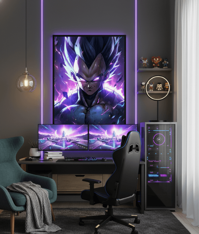 Metal print in room